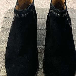 Coach Carter Leather Trim Suede Low Heel Bootie